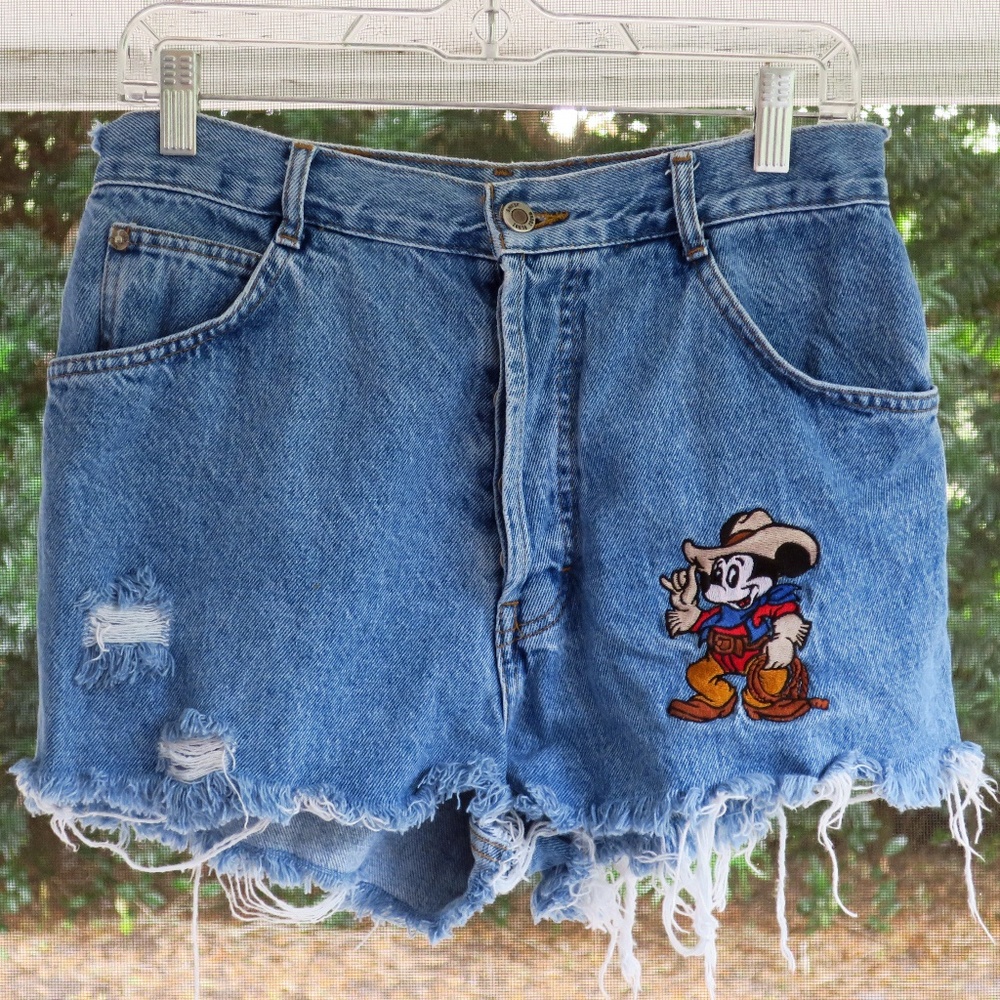 Vintage High Waisted Denim Shorts Mickey Mouse